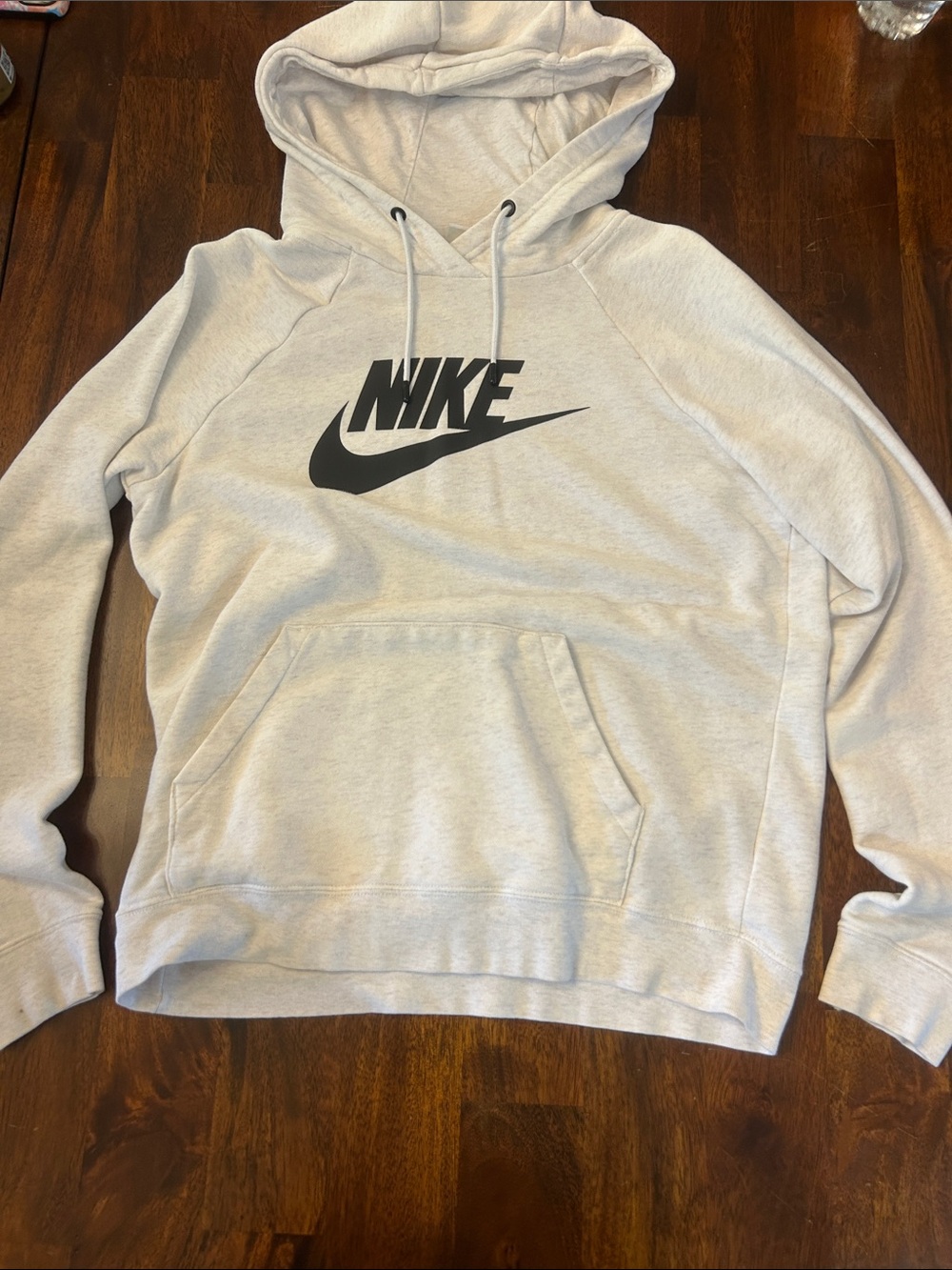 Nike Light Gray Crewneck Hoodie with Black Swoosh